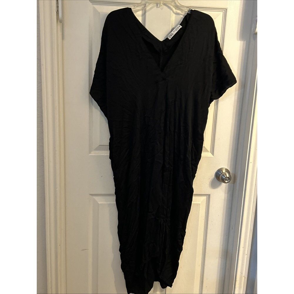 Zara Basic Black Tunic Dress Womens SZ XS‎ Pockets!!